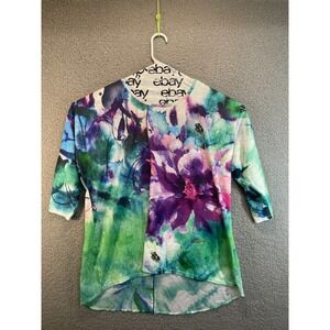 CJ Banks Ladies 1X Multi-Colored 3/4 Sleeves with‎ Rounded Neckline Tunic